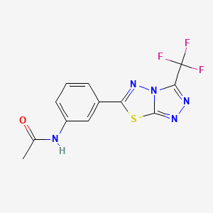 molecular formula C12H8F3N5OS B13364104 N-{3-[3-(trifluoromethyl)[1,2,4]triazolo[3,4-b][1,3,4]thiadiazol-6-yl]phenyl}acetamide 