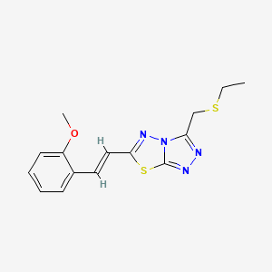 molecular formula C15H16N4OS2 B13364175 2-(2-{3-[(Ethylsulfanyl)methyl][1,2,4]triazolo[3,4-b][1,3,4]thiadiazol-6-yl}vinyl)phenyl methyl ether 