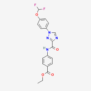 molecular formula C19H16F2N4O4 B13364230 ethyl 4-[({1-[4-(difluoromethoxy)phenyl]-1H-1,2,4-triazol-3-yl}carbonyl)amino]benzoate 