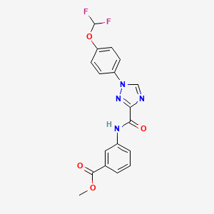 molecular formula C18H14F2N4O4 B13364321 methyl 3-[({1-[4-(difluoromethoxy)phenyl]-1H-1,2,4-triazol-3-yl}carbonyl)amino]benzoate 