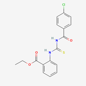 molecular formula C17H15ClN2O3S B13364323 Ethyl 2-({[(4-chlorobenzoyl)amino]carbothioyl}amino)benzoate 