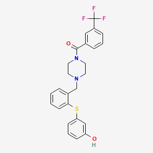 molecular formula C25H23F3N2O2S B13364346 3-{[2-({4-[3-(Trifluoromethyl)benzoyl]-1-piperazinyl}methyl)phenyl]sulfanyl}phenol 