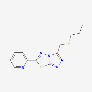 molecular formula C12H13N5S2 B13364398 3-[(Propylsulfanyl)methyl]-6-(pyridin-2-yl)[1,2,4]triazolo[3,4-b][1,3,4]thiadiazole 