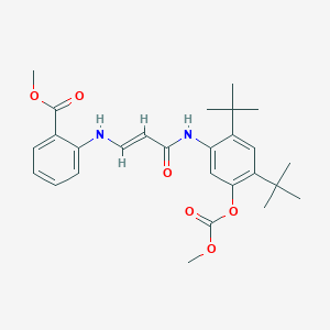 Methyl 2-((3-((2,4-di-tert-butyl-5-((methoxycarbonyl)oxy)phenyl)amino)-3-oxoprop-1-en-1-yl)amino)benzoate