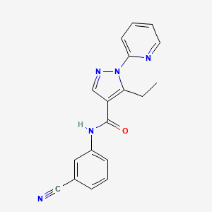 molecular formula C18H15N5O B13364471 N-(3-cyanophenyl)-5-ethyl-1-(2-pyridinyl)-1H-pyrazole-4-carboxamide 