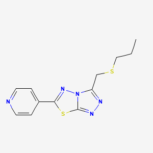 molecular formula C12H13N5S2 B13364476 3-[(Propylsulfanyl)methyl]-6-(pyridin-4-yl)[1,2,4]triazolo[3,4-b][1,3,4]thiadiazole 