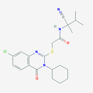 molecular formula C22H27ClN4O2S B13364608 2-[(7-chloro-3-cyclohexyl-4-oxo-3,4-dihydroquinazolin-2-yl)sulfanyl]-N-(1-cyano-1,2-dimethylpropyl)acetamide 