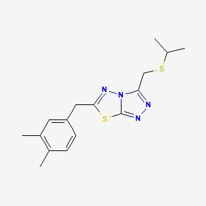 molecular formula C16H20N4S2 B13364647 6-(3,4-Dimethylbenzyl)-3-[(isopropylsulfanyl)methyl][1,2,4]triazolo[3,4-b][1,3,4]thiadiazole 