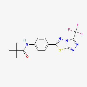 molecular formula C15H14F3N5OS B13364657 2,2-dimethyl-N-{4-[3-(trifluoromethyl)[1,2,4]triazolo[3,4-b][1,3,4]thiadiazol-6-yl]phenyl}propanamide 