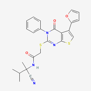 N-(2-cyano-3-methylbutan-2-yl)-2-[5-(furan-2-yl)-4-oxo-3-phenylthieno[2,3-d]pyrimidin-2-yl]sulfanylacetamide