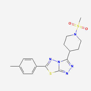 molecular formula C16H19N5O2S2 B13364749 6-(4-Methylphenyl)-3-[1-(methylsulfonyl)-4-piperidinyl][1,2,4]triazolo[3,4-b][1,3,4]thiadiazole 