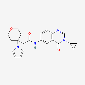 N-(3-cyclopropyl-4-oxo-3,4-dihydroquinazolin-6-yl)-2-[4-(1H-pyrrol-1-yl)tetrahydro-2H-pyran-4-yl]acetamide