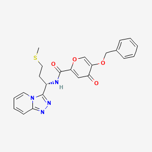 molecular formula C23H22N4O4S B13364818 5-(benzyloxy)-N-[3-(methylsulfanyl)-1-[1,2,4]triazolo[4,3-a]pyridin-3-ylpropyl]-4-oxo-4H-pyran-2-carboxamide 