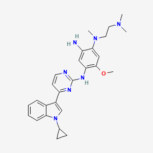 molecular formula C27H33N7O B13364971 N4-(4-(1-Cyclopropyl-1H-indol-3-yl)pyrimidin-2-yl)-N1-(2-(dimethylamino)ethyl)-5-methoxy-N1-methylbenzene-1,2,4-triamine 