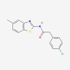 molecular formula C16H13ClN2OS B13364983 2-(4-chlorophenyl)-N-(5-methyl-1,3-benzothiazol-2-yl)acetamide 