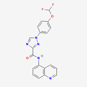 molecular formula C19H13F2N5O2 B13365095 1-[4-(difluoromethoxy)phenyl]-N-(5-quinolinyl)-1H-1,2,4-triazole-3-carboxamide 