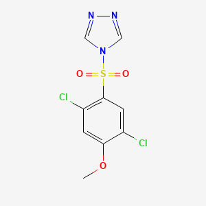 molecular formula C9H7Cl2N3O3S B13365157 4-[(2,5-dichloro-4-methoxyphenyl)sulfonyl]-4H-1,2,4-triazole 