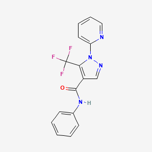 molecular formula C16H11F3N4O B13365181 N-phenyl-1-(2-pyridinyl)-5-(trifluoromethyl)-1H-pyrazole-4-carboxamide 