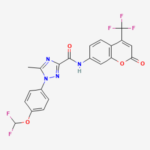 molecular formula C21H13F5N4O4 B13365228 1-[4-(difluoromethoxy)phenyl]-5-methyl-N-[2-oxo-4-(trifluoromethyl)-2H-chromen-7-yl]-1H-1,2,4-triazole-3-carboxamide 