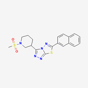 molecular formula C19H19N5O2S2 B13365270 3-[1-(Methylsulfonyl)-3-piperidinyl]-6-(2-naphthyl)[1,2,4]triazolo[3,4-b][1,3,4]thiadiazole 