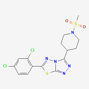 molecular formula C15H15Cl2N5O2S2 B13365280 6-(2,4-Dichlorophenyl)-3-[1-(methylsulfonyl)-4-piperidinyl][1,2,4]triazolo[3,4-b][1,3,4]thiadiazole 