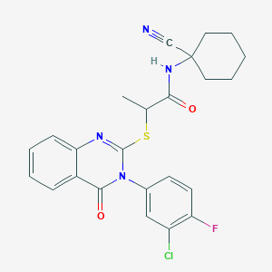 2-((3-(3-Chloro-4-fluorophenyl)-4-oxo-3,4-dihydroquinazolin-2-yl)thio)-N-(1-cyanocyclohexyl)propanamide