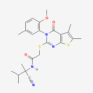 N-(1-cyano-1,2-dimethylpropyl)-2-{[3-(2-methoxy-5-methylphenyl)-5,6-dimethyl-4-oxo-3H,4H-thieno[2,3-d]pyrimidin-2-yl]sulfanyl}acetamide