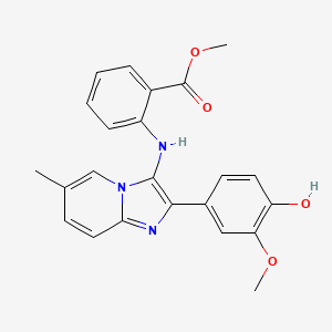 molecular formula C23H21N3O4 B13365317 Methyl 2-{[2-(4-hydroxy-3-methoxyphenyl)-6-methylimidazo[1,2-a]pyridin-3-yl]amino}benzoate 