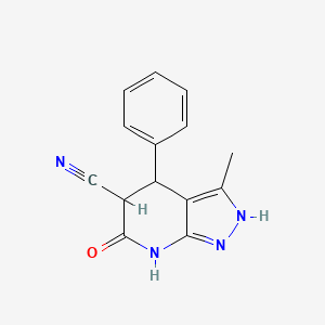 molecular formula C14H12N4O B13365330 3-methyl-6-oxo-4-phenyl-4,5,6,7-tetrahydro-1H-pyrazolo[3,4-b]pyridine-5-carbonitrile 