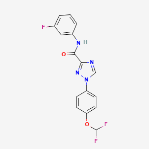 molecular formula C16H11F3N4O2 B13365351 1-[4-(difluoromethoxy)phenyl]-N-(3-fluorophenyl)-1H-1,2,4-triazole-3-carboxamide 