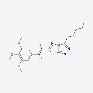 molecular formula C18H22N4O3S2 B13365369 3-[(Propylsulfanyl)methyl]-6-[2-(3,4,5-trimethoxyphenyl)vinyl][1,2,4]triazolo[3,4-b][1,3,4]thiadiazole 