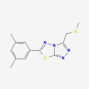 molecular formula C13H14N4S2 B13365374 6-(3,5-Dimethylphenyl)-3-[(methylsulfanyl)methyl][1,2,4]triazolo[3,4-b][1,3,4]thiadiazole 