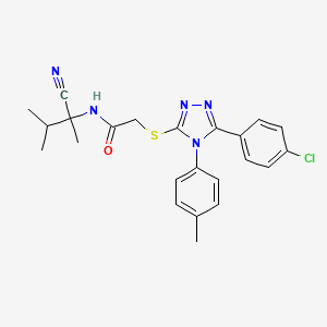 molecular formula C23H24ClN5OS B13365415 2-((5-(4-Chlorophenyl)-4-(p-tolyl)-4H-1,2,4-triazol-3-yl)thio)-N-(2-cyano-3-methylbutan-2-yl)acetamide 