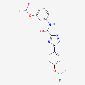 molecular formula C17H12F4N4O3 B13365494 N-[3-(difluoromethoxy)phenyl]-1-[4-(difluoromethoxy)phenyl]-1H-1,2,4-triazole-3-carboxamide 