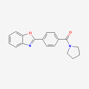 molecular formula C18H16N2O2 B13365496 2-[4-(1-Pyrrolidinylcarbonyl)phenyl]-1,3-benzoxazole 