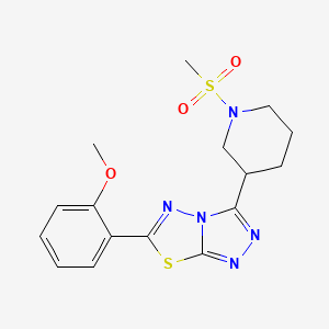 molecular formula C16H19N5O3S2 B13365537 6-(2-Methoxyphenyl)-3-[1-(methylsulfonyl)-3-piperidinyl][1,2,4]triazolo[3,4-b][1,3,4]thiadiazole 