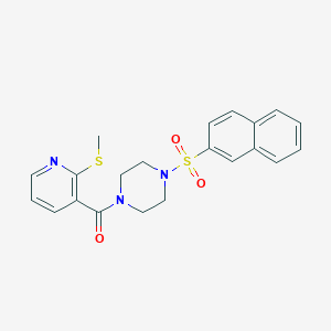 molecular formula C21H21N3O3S2 B13365539 1-[2-(Methylsulfanyl)pyridine-3-carbonyl]-4-(naphthalene-2-sulfonyl)piperazine 