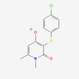 molecular formula C13H12ClNO2S B13365559 3-[(4-chlorophenyl)sulfanyl]-4-hydroxy-1,6-dimethyl-2(1H)-pyridinone 