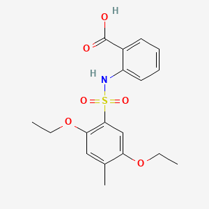 molecular formula C18H21NO6S B13365656 2-{[(2,5-Diethoxy-4-methylphenyl)sulfonyl]amino}benzoic acid 