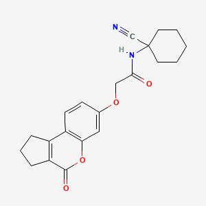 molecular formula C21H22N2O4 B13365664 N-(1-Cyanocyclohexyl)-2-((4-oxo-1,2,3,4-tetrahydrocyclopenta[c]chromen-7-yl)oxy)acetamide 