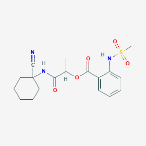 molecular formula C18H23N3O5S B13365676 1-[(1-Cyanocyclohexyl)carbamoyl]ethyl 2-methanesulfonamidobenzoate 