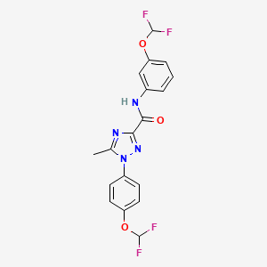 molecular formula C18H14F4N4O3 B13365718 N-[3-(difluoromethoxy)phenyl]-1-[4-(difluoromethoxy)phenyl]-5-methyl-1H-1,2,4-triazole-3-carboxamide 