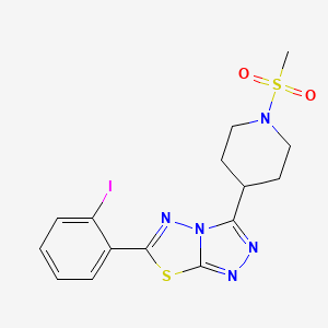 molecular formula C15H16IN5O2S2 B13365796 6-(2-Iodophenyl)-3-[1-(methylsulfonyl)-4-piperidinyl][1,2,4]triazolo[3,4-b][1,3,4]thiadiazole 