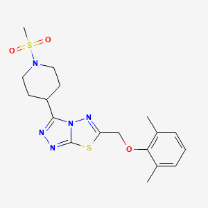 molecular formula C18H23N5O3S2 B13365814 6-[(2,6-Dimethylphenoxy)methyl]-3-[1-(methylsulfonyl)-4-piperidinyl][1,2,4]triazolo[3,4-b][1,3,4]thiadiazole 