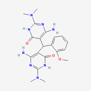 molecular formula C20H26N8O3 B13365844 6-amino-5-[[4-amino-2-(dimethylamino)-6-oxo-1,6-dihydro-5-pyrimidinyl](2-methoxyphenyl)methyl]-2-(dimethylamino)-4(3H)-pyrimidinone 