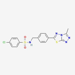 molecular formula C17H14ClN5O2S2 B13365871 4-chloro-N-[4-(3-methyl[1,2,4]triazolo[3,4-b][1,3,4]thiadiazol-6-yl)benzyl]benzenesulfonamide 