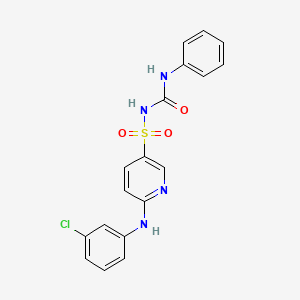 molecular formula C18H15ClN4O3S B13365967 5-{[(Anilinocarbonyl)amino]sulfonyl}-2-(3-chloroanilino)pyridine 