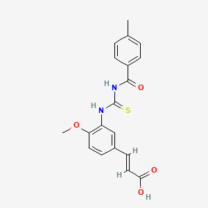 molecular formula C19H18N2O4S B13365998 (2E)-3-[4-methoxy-3-({[(4-methylphenyl)carbonyl]carbamothioyl}amino)phenyl]prop-2-enoic acid 