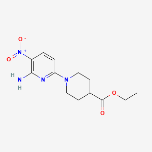 molecular formula C13H18N4O4 B13366092 Ethyl 1-(6-amino-5-nitro-2-pyridinyl)-4-piperidinecarboxylate 