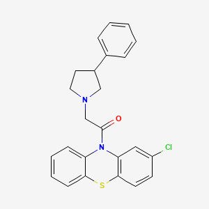 molecular formula C24H21ClN2OS B13366102 1-(2-chloro-10H-phenothiazin-10-yl)-2-(3-phenylpyrrolidin-1-yl)ethanone 